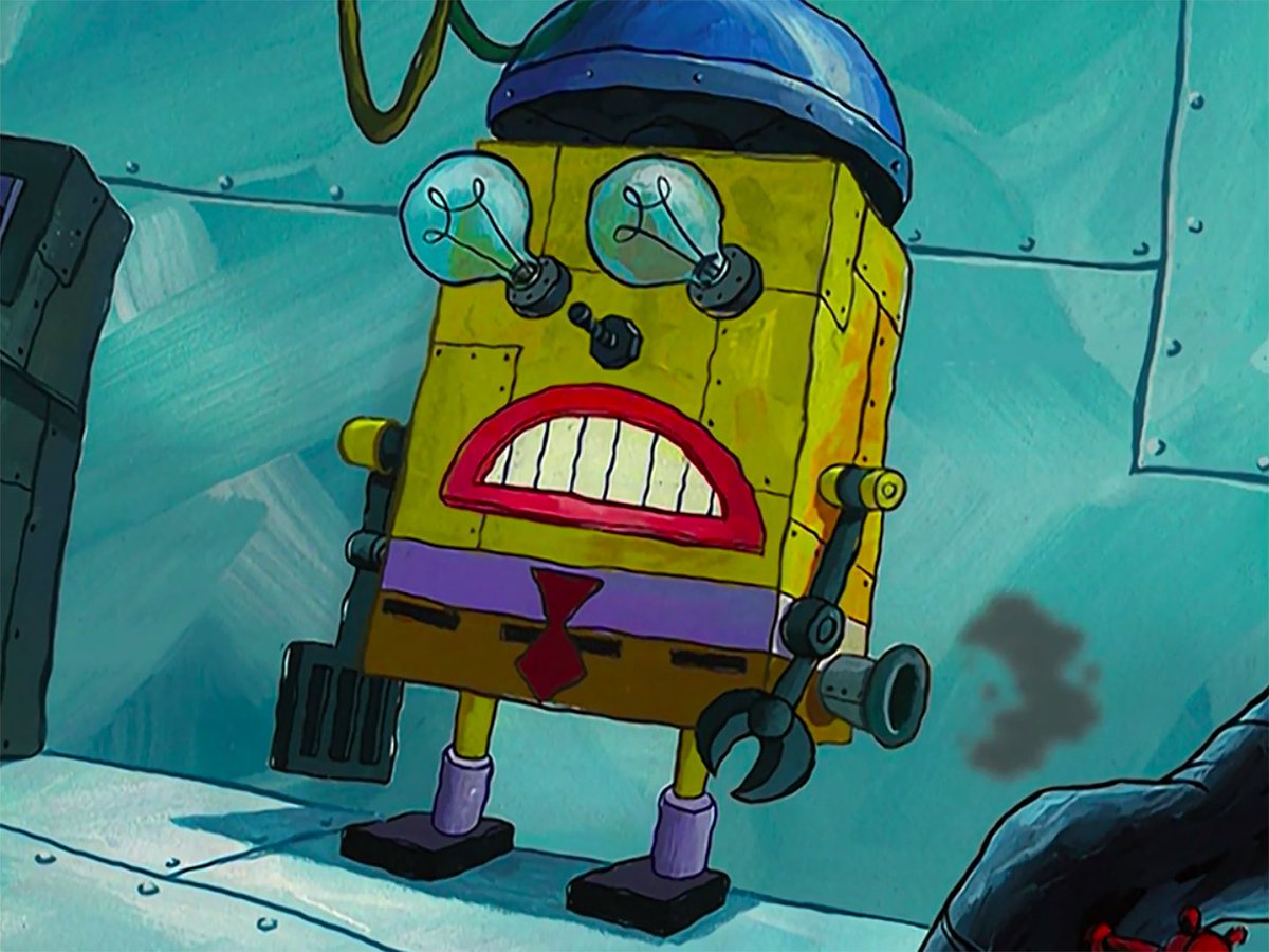 remember when plankton puts spongebob’s brain in a robot bc he won’t do anything, but then the laziness transfers to the robot and the robot’s like “i dont really feeeel like it”.... nothing better explains how my brain functions these days