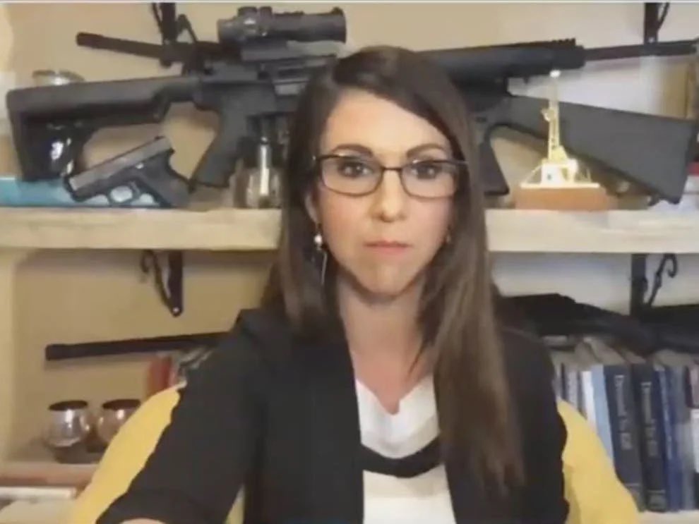 StevenBeschloss's tweet photo. This is the member of Congress from Colorado who responded to the Boulder mass killings with this: “May God be with us as we make sense of this senseless violence....” https://t.co/gkeMeMyInw