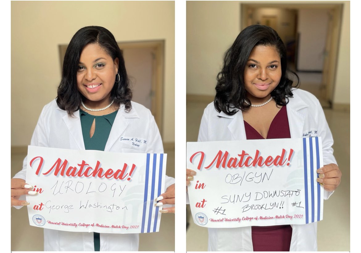 “If yu want good, yu nose haffi run” 🇯🇲. Started this journey as wombmates, supporting each other. Proud to say, we matched at our #1 in Urology and OBGYN. Dr. Hall and Dr. Hall at your cervix and here to make a vas deferens in your lives! @_AnikaHall_ #MatchDay2021  #MedTwitter