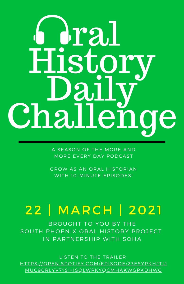 Today, in partnership with <a href="/sworalhistory/">Southwest Oral History Association</a> we launched the second season of the #MoreandMoreEveryDay #podcast! Join us for tips, resources, and #dailyprompts to improve your #oralhistory skills! New eps drop M-F 
open.spotify.com/show/7eb2QBVtV…
