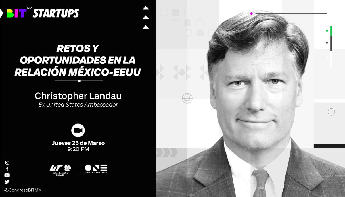 CongresoBITMX's tweet photo. @ChrisLandauUSA es Abogado y Diplomático Americano, fungió como Embajador de Estados Unidos en México de 2019 a 2021.⁣
⁣
Obtuvo su Licenciatura en Historia por Harvard College, ha sido profesor adjunto en  la Universidad de Georgetown.⁣
⁣
¡Bienvenido al escenario del BIT MX! https://t.co/ZvBiYTAw5S