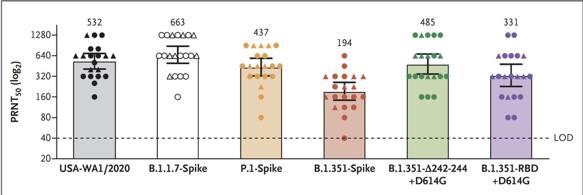 EricTopol's tweet photo. While there haven't been vaccine clinical trials directed vs P.1 (Brazil), the data we have for this variant (along w/ B.1.351, S Africa, which has more immune evasion potential) from mRNA vaccinee serum supports preserved efficacy https://t.co/7fHlvXO1f3
https://t.co/5FArkpS59F https://t.co/4lFXESNrNa