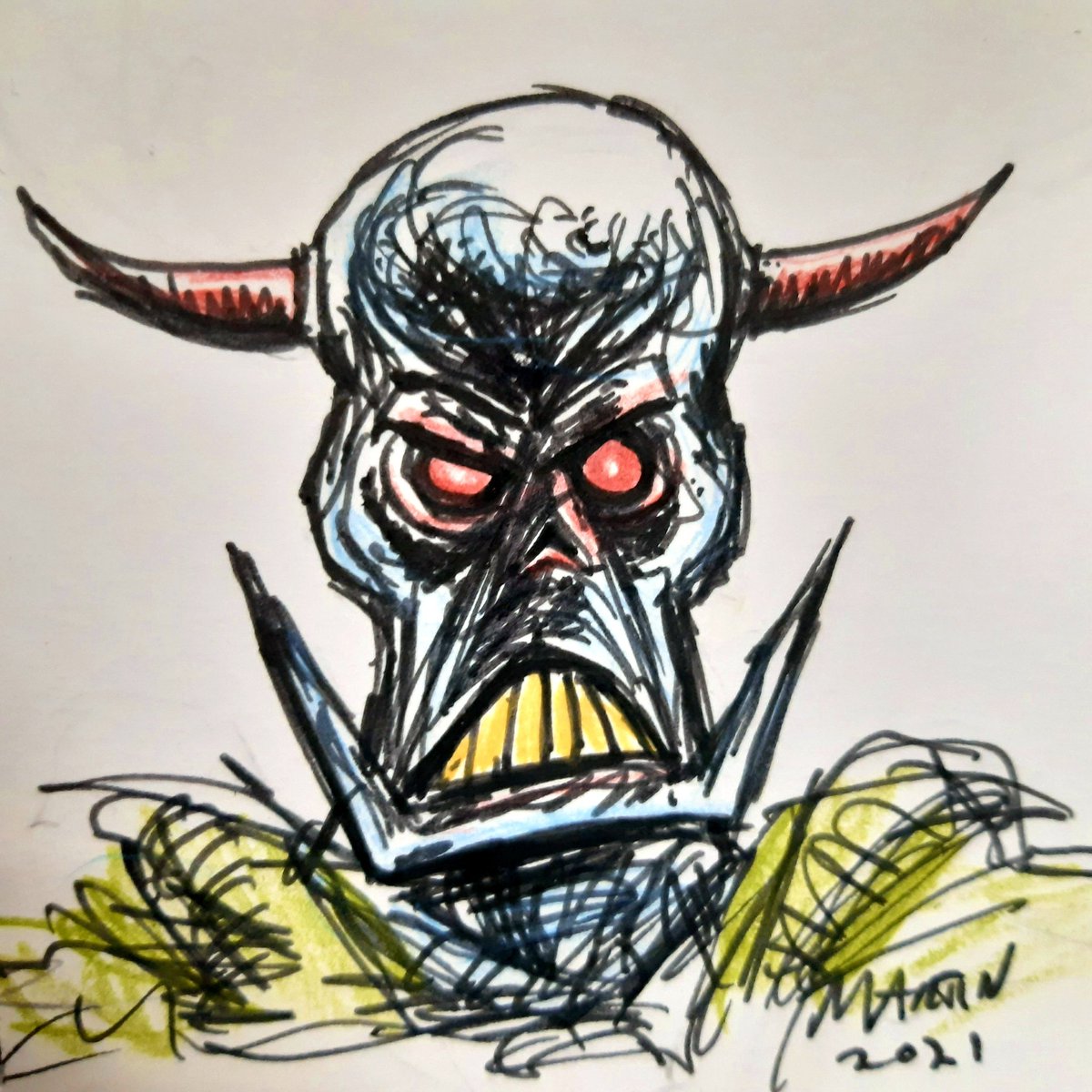 McCanneyArt's tweet photo. A quick and dirty Death's Head #drawdeathsheadday #deathshead #marveluk #simonfurman #geoffsenior #fanart #yes https://t.co/BYN0NXgzPY