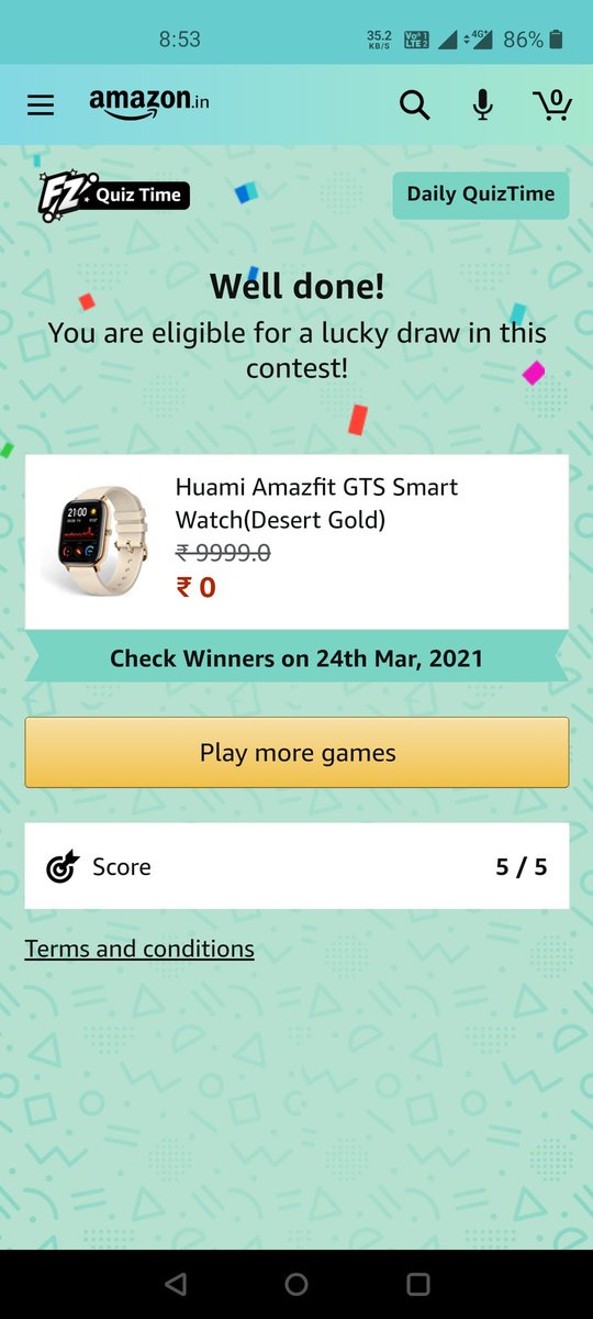polawalaparimal's tweet image. #AmazonQuiz #AmazonQuizAnswer #QuizTime #QuizTimeMorningWithAmazon #HuamiSmartWatchQuiz #HuamiSmartWatch
