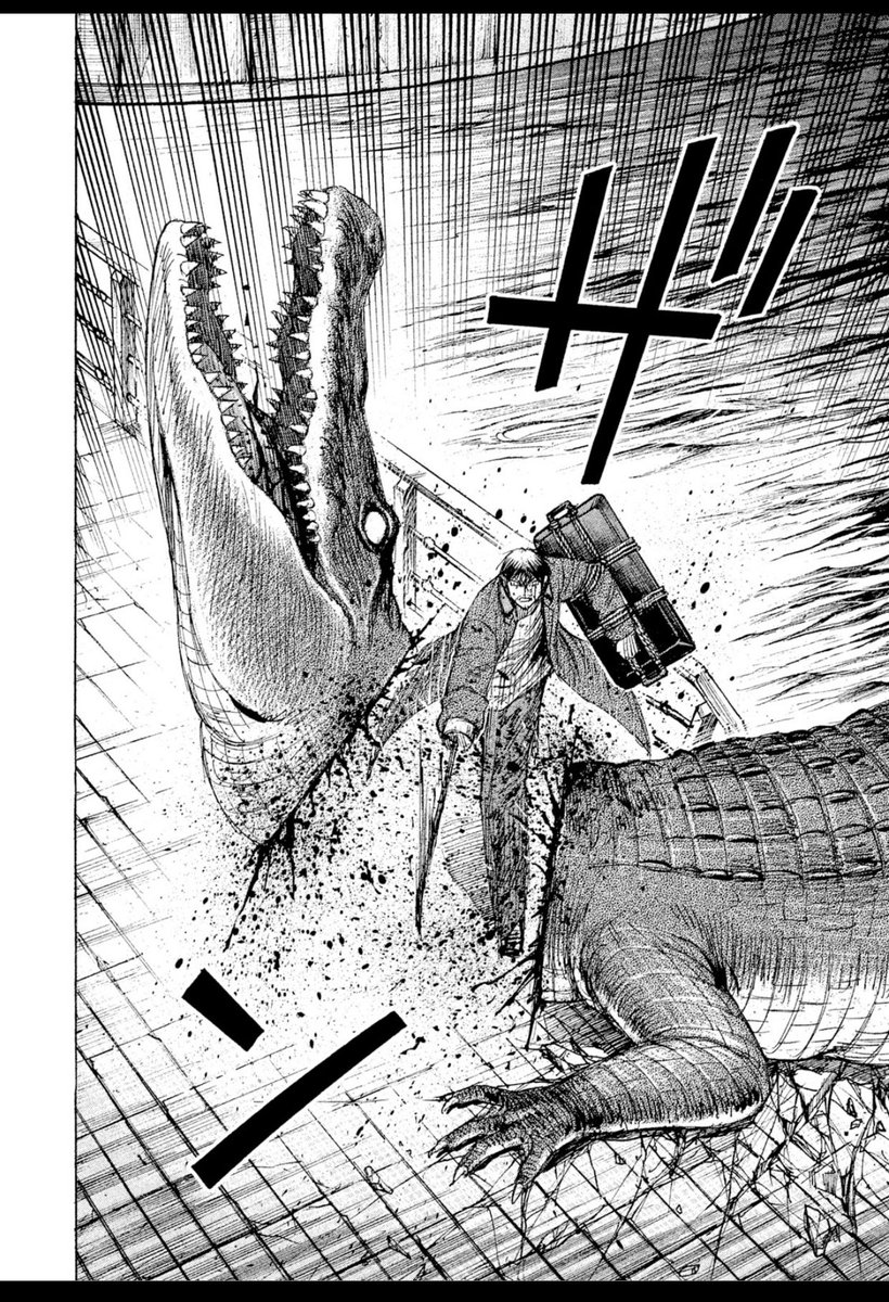 Twitter 上的 クオンタム 彼岸島48日後の大阪編 きょっ巨大ワニ 水中の相手はなかなか大変そうだがどうするんだ明さん ってドキドキしながらページめくったら戦闘なしでいきなりワニが死んでたのめちゃくちゃ笑ってしまった キングクリムゾンでしょこれ