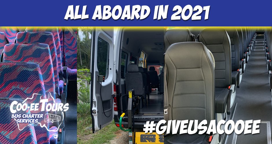 COOEETOURS's tweet photo. Fingers crossed the #rain is gone and we can get back out and about. It's time to book your #buscharters with Cooee for #autumn and #winter. All aboard and book your seat.
https://t.co/fqxVfbWStd https://t.co/a6NcDscE3z