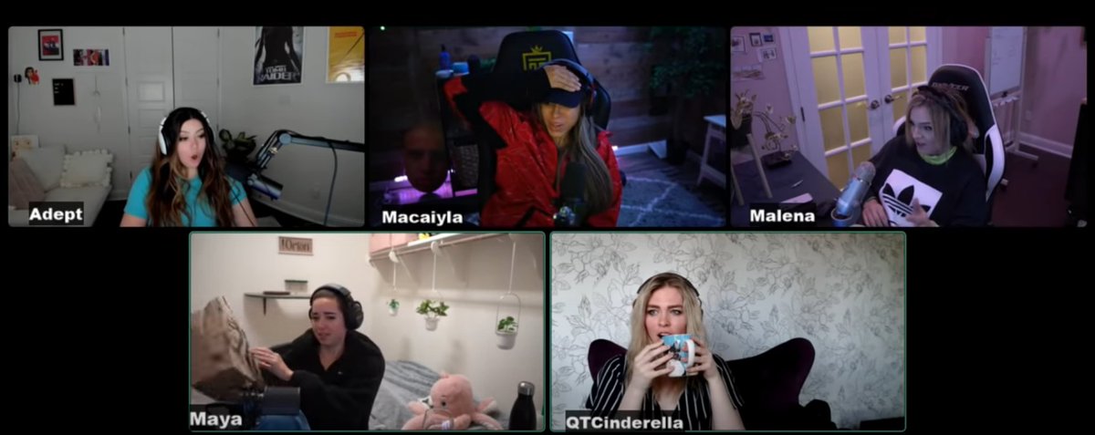 FaizeMonster's tweet photo. I just watched the Real Housewives of twitch Podcast  cause I missed it when they went live. I had to pause the video when miz threw bags at @mayahiga6 (I couldnt believe it, I actually got mad) and captured everyones reaction. @qtcinderella  @malenatudi  @adeptthebest https://t.co/whjHLvUhFG