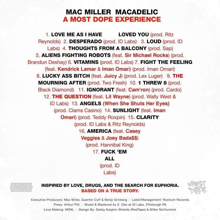 Mac Miller's 7th mixtape 'Macadelic', turns 9 today 🎈. 