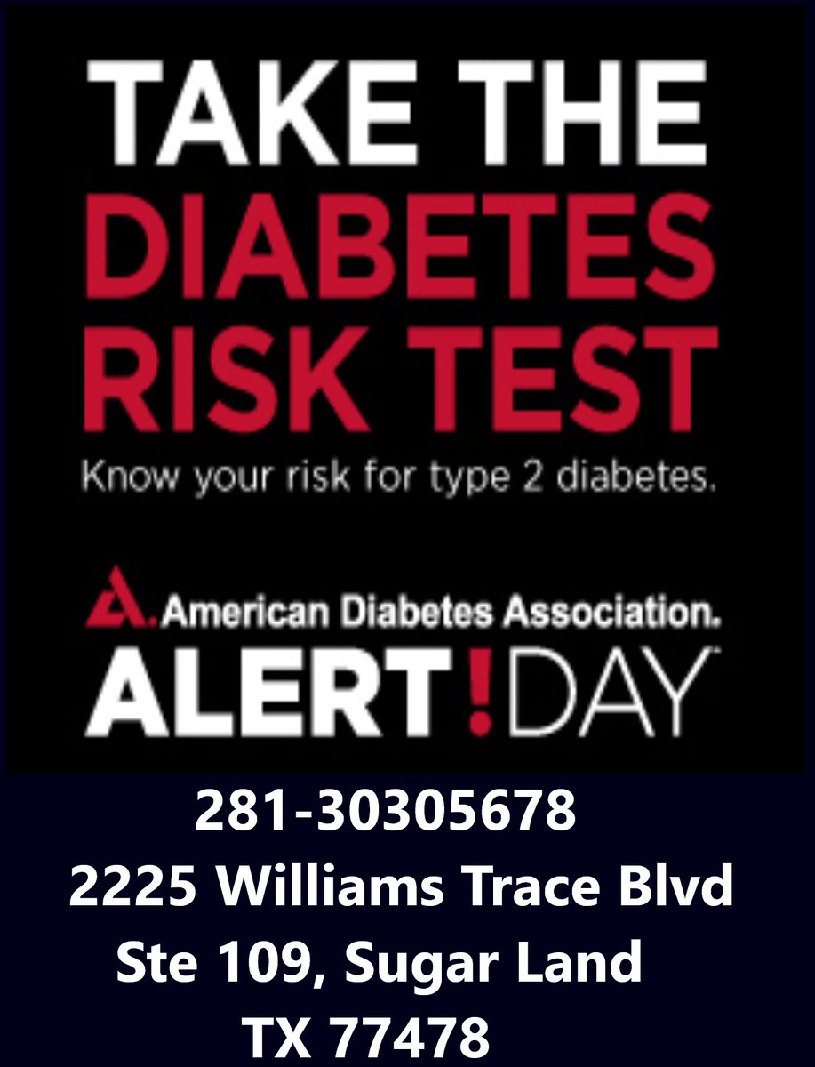 AndDoctors's tweet photo. #DiabetesRiskTest #Sugarland #Texas 

Feel free to Call Us on 281-303-5678
2225 Williams Trace Blvd, Ste 109, Sugar Land, TX 77478
https://t.co/1n7Jxzm7Gl
#primarycarephysician #familyphysician #healthcareinsugarland #familydoctor #doctornearme #physiciannearme https://t.co/gXjBXCsplm