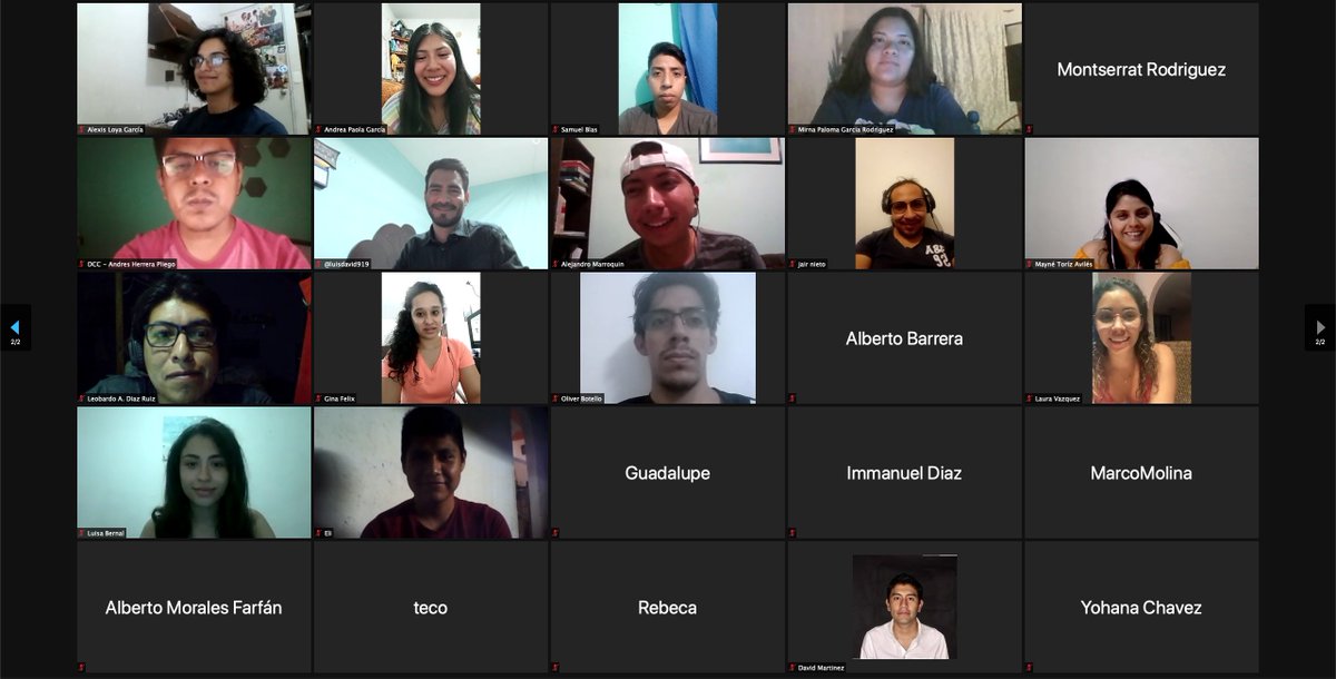 HackMorelos's tweet photo. Hoy tuvimos un gran meeting dentro del Programa de Entrenamiento en Tecnologías Especializadas vía @platzi  en el que Fernanda Ochoa @imonsh  nos compartió su increíble trayectoria en la que ha participado, aprendido y emprendido numerosas actividades de tecnología. https://t.co/z5MbZlhEJd