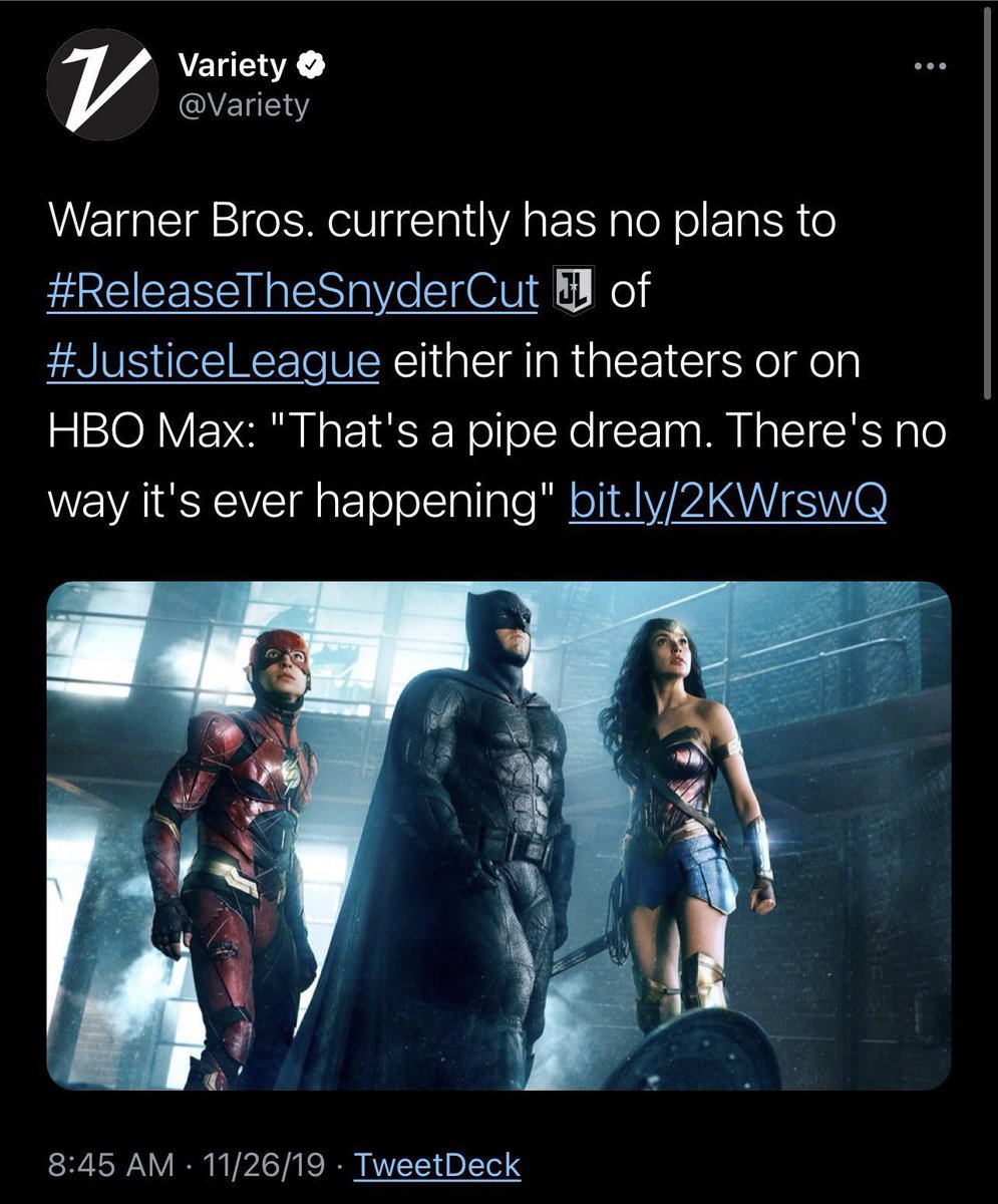 BatfleckMovie's tweet photo. When someone says the #ReleaseTheAyerCut of @DavidAyerMovies Suicide Squad won’t happen just pull this tweet out : https://t.co/1BICB4a9hx