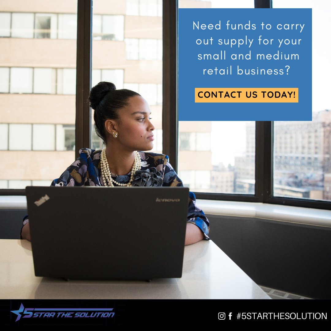 5SThesolution's tweet photo. Need funds to carry out supply for your small and medium retail business? #WeCanHelp
#businesshelp #businessloan #creditloan #retailbusiness #startups #smallbusinessowner #moneysolution #fundingsolution #funding https://t.co/z3HJFcpTkq
