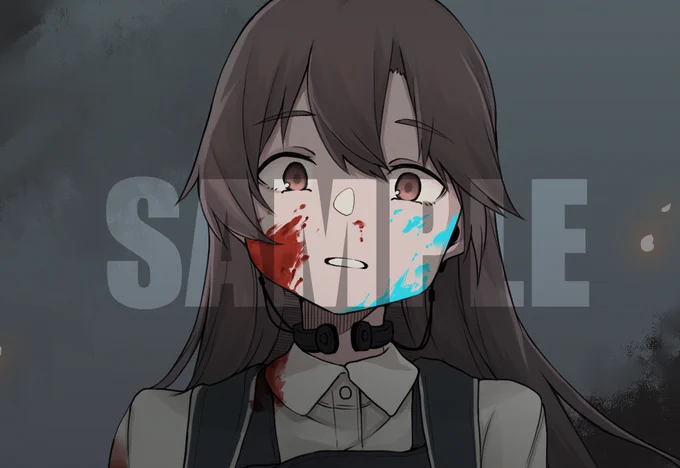 血まみれ艦娘合同、僕も参加させていただいております～～!!!血まみれの荒潮ちゃんを描かせていただきました!豪華作家陣による顔が良すぎる血まみれ艦娘だらけの最高の合同何卒よろしくナ・・・・・・・・・・・ 