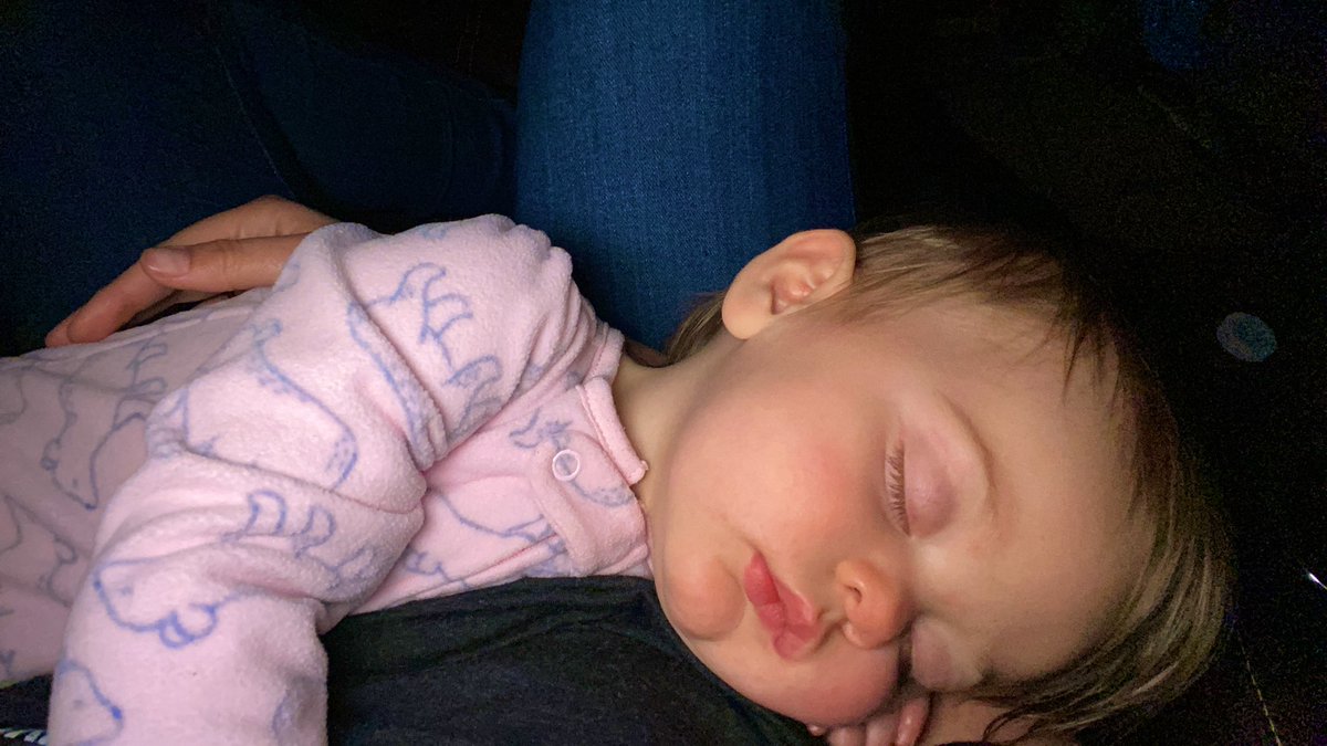 Standby4Awkward's tweet photo. My baby has me wrapped! She’ll only sleep in my arms or snuggled up with me in bed at night! Both of which I’m fine with, but how can a tiny human have so much power over me!? https://t.co/lkBk6E1wSq