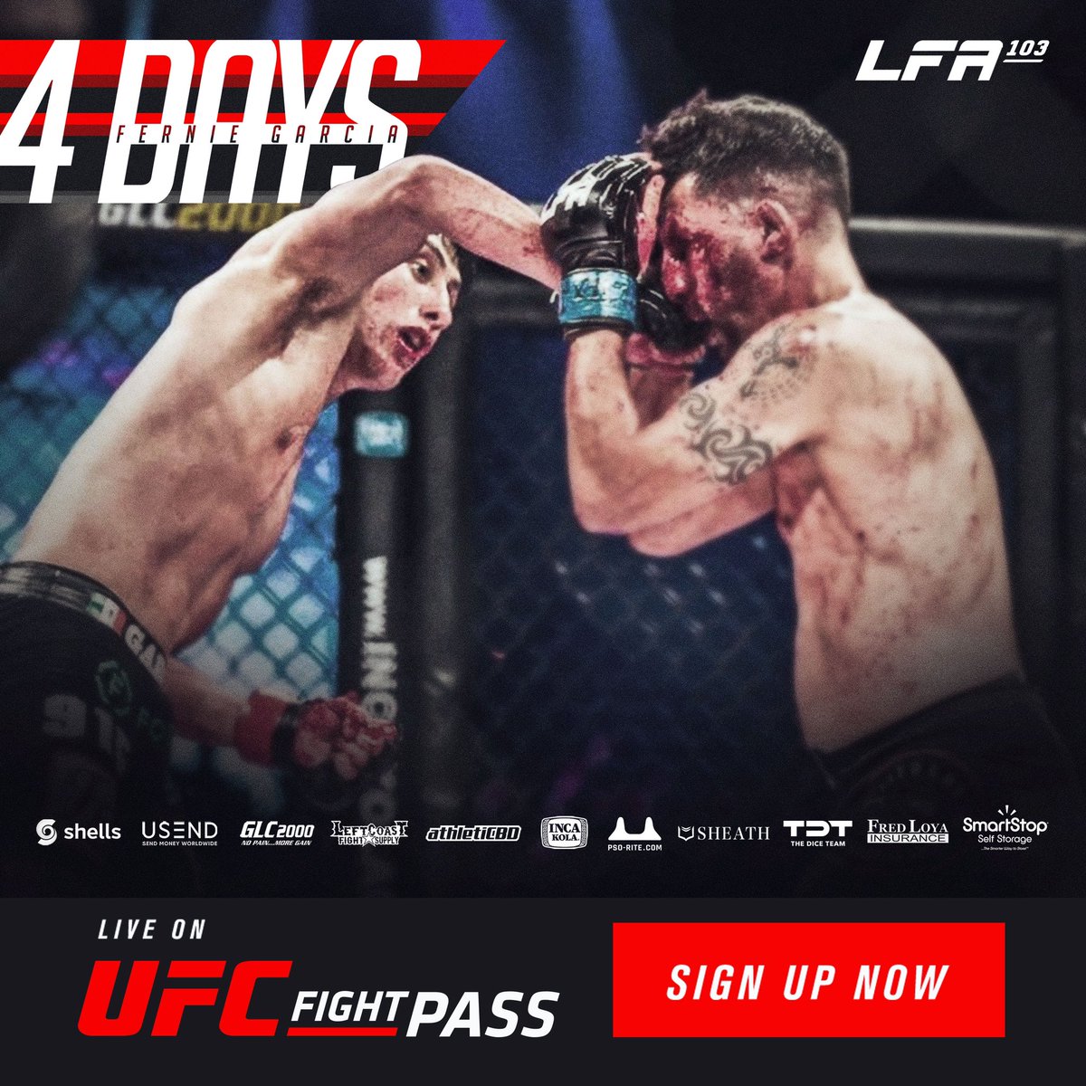 LFAfighting's tweet photo. In 4 Days, fan favorite @TeamFGarcia returns to the @LFAfighting Octagon at #LFA103! 🇲🇽🇺🇸

Friday, March 26
@GrandCasinoOKC
#Shawnee, #Oklahoma

#MMA
#LFANation
@UFCFightPass https://t.co/9Lqo4yO0XW