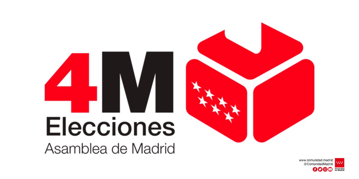 ComunidadMadrid's tweet photo. 🗳️ Hasta el miércoles 24 de marzo puedes consultar en tu Ayuntamiento tus datos en el censo electoral y presentar reclamación en el caso de que sean incorrectos.

🔴 Tienes a tu disposición toda la información para las elecciones del 4 de mayo en https://t.co/IrIpD7iSeq https://t.co/UB7dERETNt