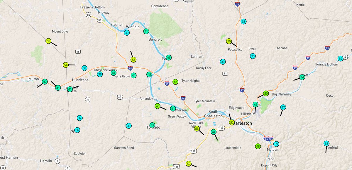 BrandonWxWCHS's tweet image. This is why it's hard to summarize temps this morning 😬

All about geography mostly. 

Higher spots = wind more likely = milder temps. 

Lower spots = wind less likely = chillier temps. 

Overall, though--it's pretty mild. 

#weatherunderground #wundermap