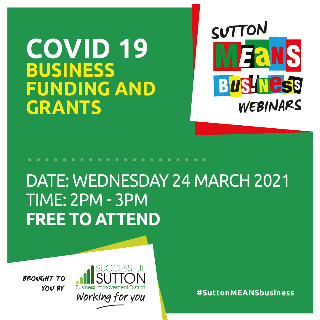 As we look to the roadmap out of COVID-19 lockdown and easing of restrictions, the first #SuttonMEANSBusiness webinar of 2021 will focus on the financial support available to #SMEs. 
The panel will share advice and take your questions, live. Register: ow.ly/D0ot50E5XlS
