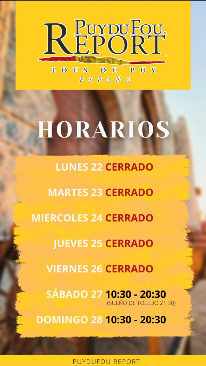 PuydufouReport's tweet photo. HORARIOS - Semana 22 de Marzo a 28 de Marzo https://t.co/9IABOifxSm