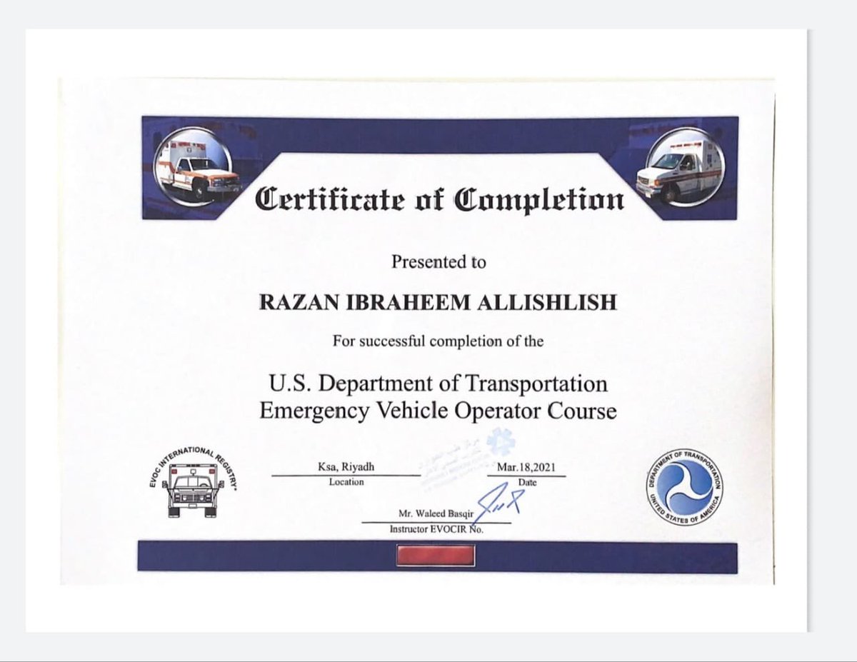 alghadeu's tweet photo. الطالبة رزان بنت إبراهيم اللشلش من قسم #طب_الطوارئ ب #كليات_الغد_الدولية  ب #الدمام تحصل على رخصة قيادة سيارة الإسعاف وتجتاز دورة الإسعاف البري – الخلوي وهي على مقعد الدراسة. https://t.co/N23R0lnz1n
