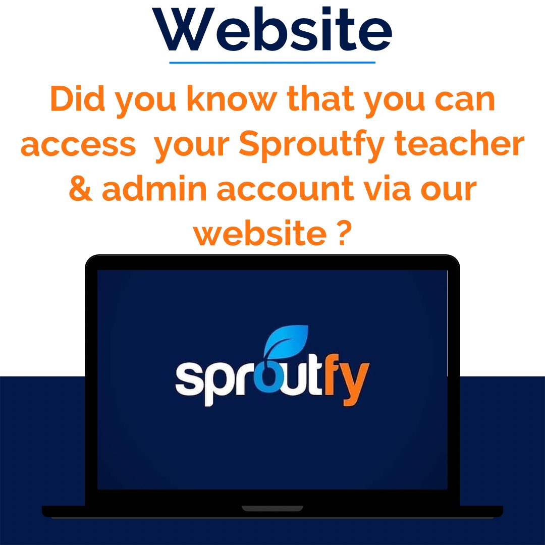 To access: 
1. Search for Sproutfy on your search engine I.e Google

2. Click on Sproutfy’s website 

3. Select the login button at the top right 

4. For teachers, select teacher login &amp; for administrators, select admin login

5. Enter credentials and login

#sproutfy
#edutech