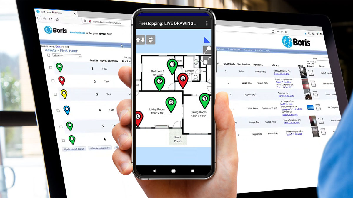 BorisSoftware's tweet image. Did you know you can upload drawings to BORIS to save carrying around paperwork on site? Use pins to locate the works, coloured coded to your requirements to highlight their status. 

#constructionmanagementsoftware #contractorsoftware #jobmanagementsoftware #sitesurveysoftware