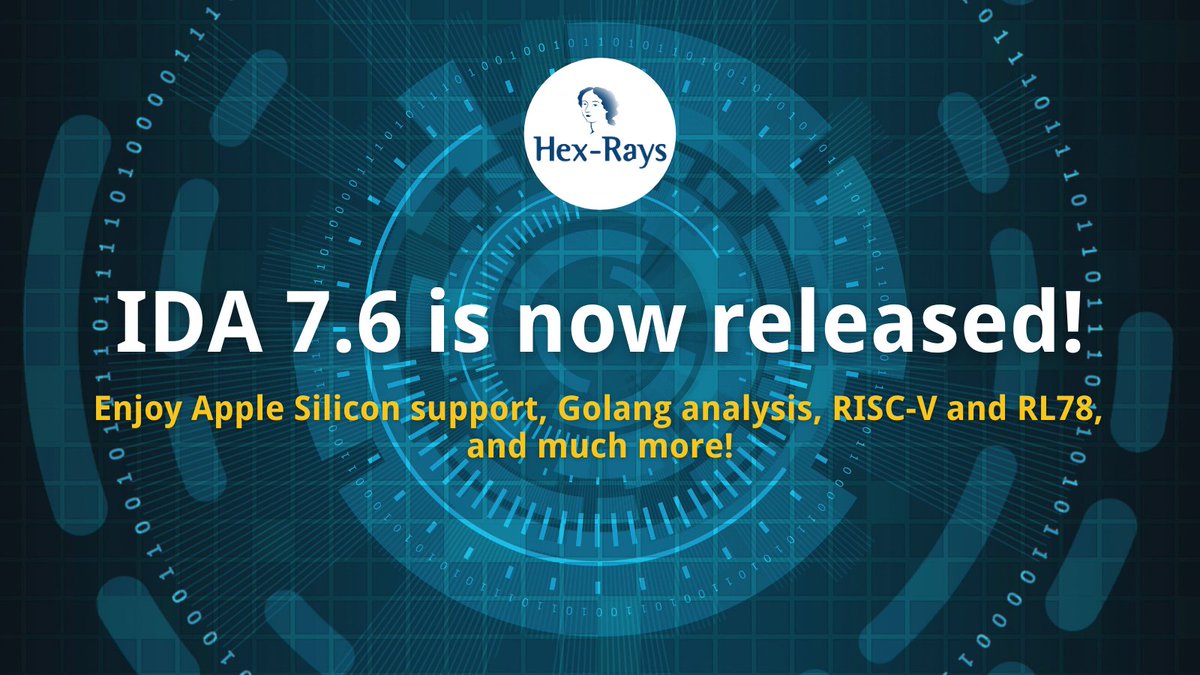 🚀The much-awaited IDA 7.6 is now available, with killer Apple Silicon support! Check out all the details about its latest features and enhancements: hex-rays.com/products/ida/n… #IDAPro #release #IDA76
