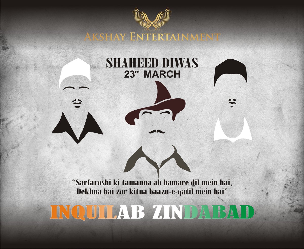 Akshay_ENTMT's tweet photo. A humble tribute to the revolutionaries Bhagat Singh, Rajguru and Sukhdev on the day of Martyrdom. We can't forget the Endeavour of these brave souls for the liberty and freedom of this country.
#BhagatSingh #akshayentertainment #akshayentertainments #kannadafilmindustry #Rajguru https://t.co/2rBuQkmIsP