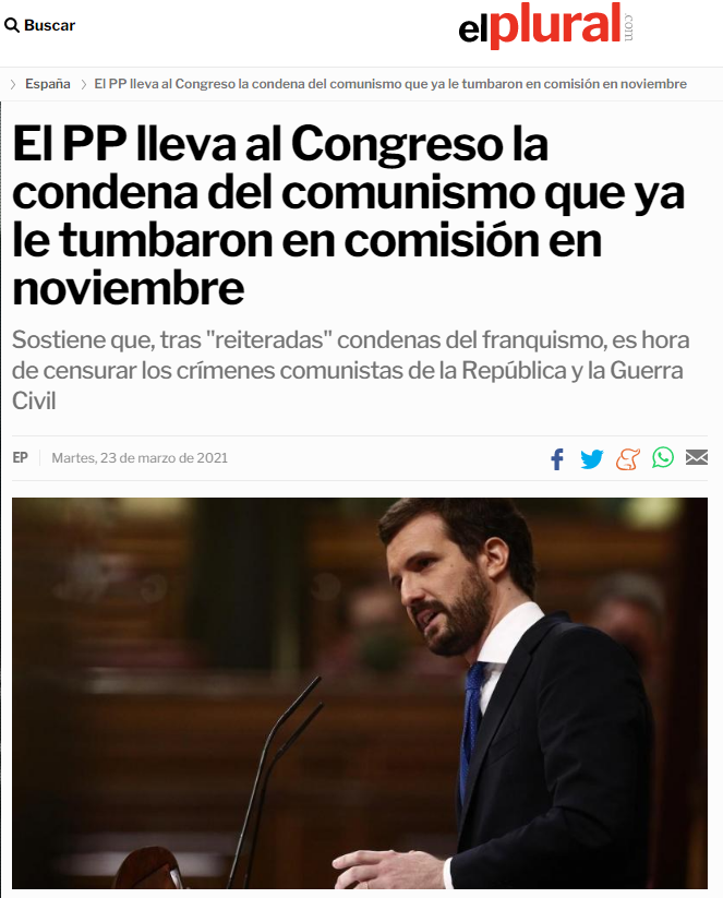 loscalvitos's tweet photo. No, Casado, el comunismo no está al mismo nivel del nazismo. Si quiere, hasta podrá acusarlo de utópico, pero sus principios son democráticos, mientras que los del nazismo son principios criminales.

(1/2) https://t.co/vPTv7TFe9Z