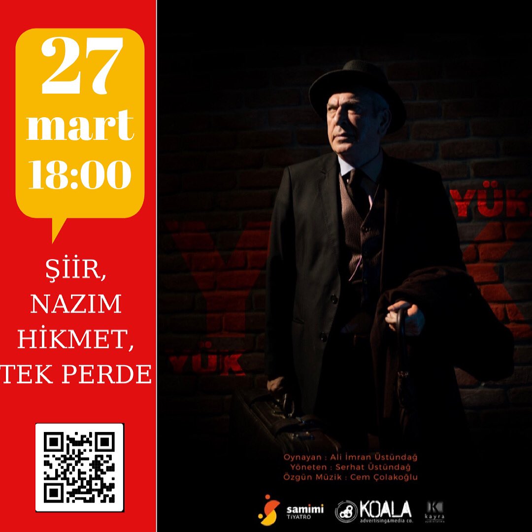 Biz çok özlemiştik. Cumartesi buluşalım mı? Yük, şiir, tek perde. 27 Mart Cumartesi saat 18.00’da Samimi Tiyatro’da... 📌Biletler 👉<a href="/MobiletOfficial/">Mobilet</a> ve gişede... Bilgi için 📞0551 072 64 64