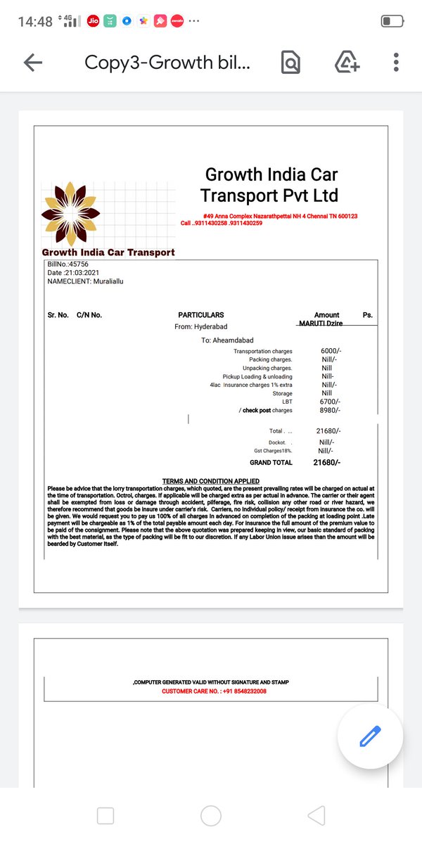 Cheating by a  vehicleTransporter
I got quotation to transport my car from Hyderabad to Ahmadabad amount of rs 6000. In last he has taken rs 20000 by adding LBT and check post charges which were not included in the initial quotation. It is a clear cheating to consumer.