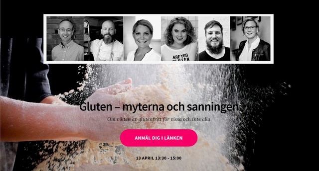 I överraskande (?) samarbete med <a href="/Celiakiforbund/">Celiakiförbundet</a> bjuder vi in till webbinariet "Om vikten av att äta glutenfritt för vissa och inte för alla". För dig som jobbar i kök och med mat på andra sätt. 13 april 1330-15. Och rackarns bra föreläsare. Anmälan: gluten.confetti.events