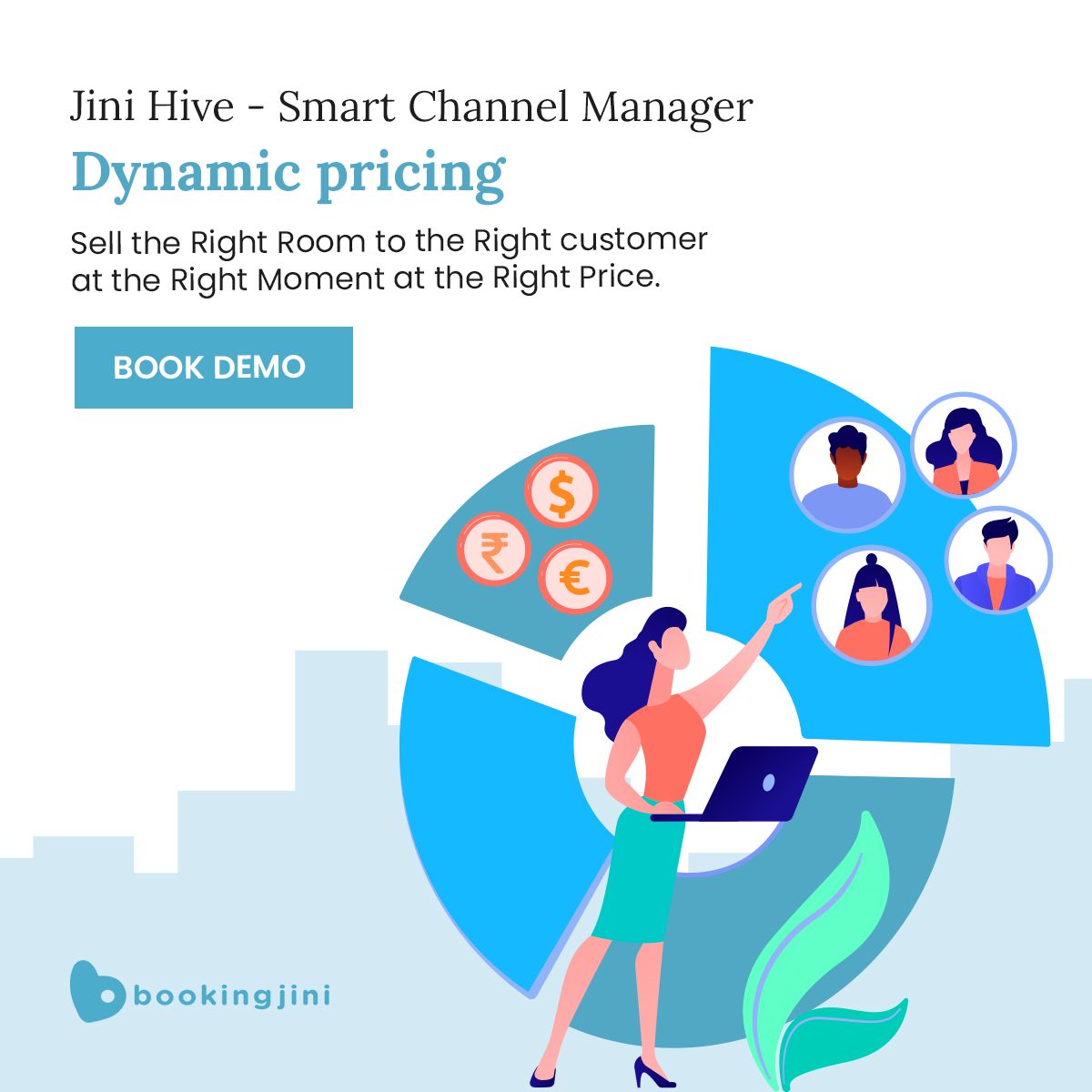 bookingjini's tweet photo. Jini Hive is so much more than just a Channel Manager.
The Dynamic Pricing feature let you Sell the right Room to the Right Client at the Right Moment at the Right Price. 😍

Book a Demo today - https://t.co/dVtOOS6xEx https://t.co/ObYP1y2t8q