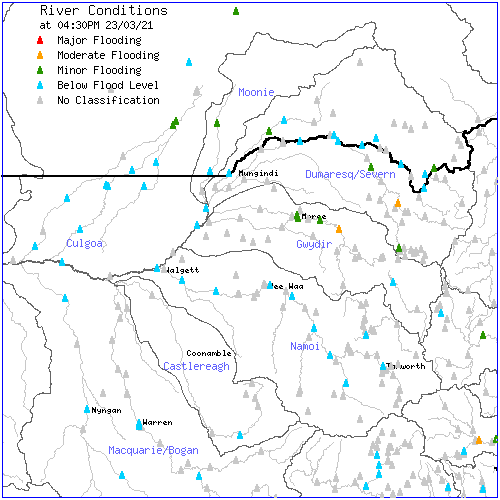 Rain is finished. Best flow is going to be in the Gwydir and Dumaresq, both system with many huge cotton-suckers. Not seeing much in the Condamine–Balonne (will be a small second peak from the Condamine), nor in the other Qld rivers. So will not be nothing, but not much.