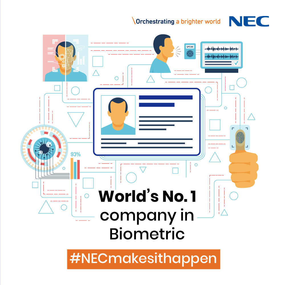 nec_india's tweet photo. Empowering Digital India with a world of opportunities!
As the backbone of the Aadhaar project, NEC equipped 1.3 billion Indians with unique digital identities, using the world’s no.1 Biometric Authentication. 
Read more: https://t.co/sqBprbDsb9

@NEC_corp 
#NECmakesithappen https://t.co/hfpVW2kqau