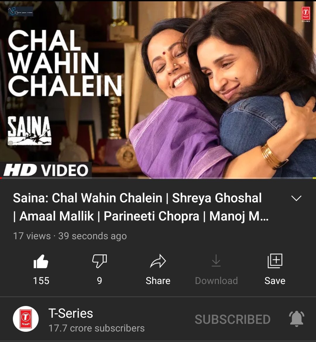 Another Melody Song From #Saina Titles as #ChalWahinChalein Out Now🎶 

Singer : @shreyaghoshal Mam 
Music by : @AmaalMallik 
Lyrics : @manojmuntashir