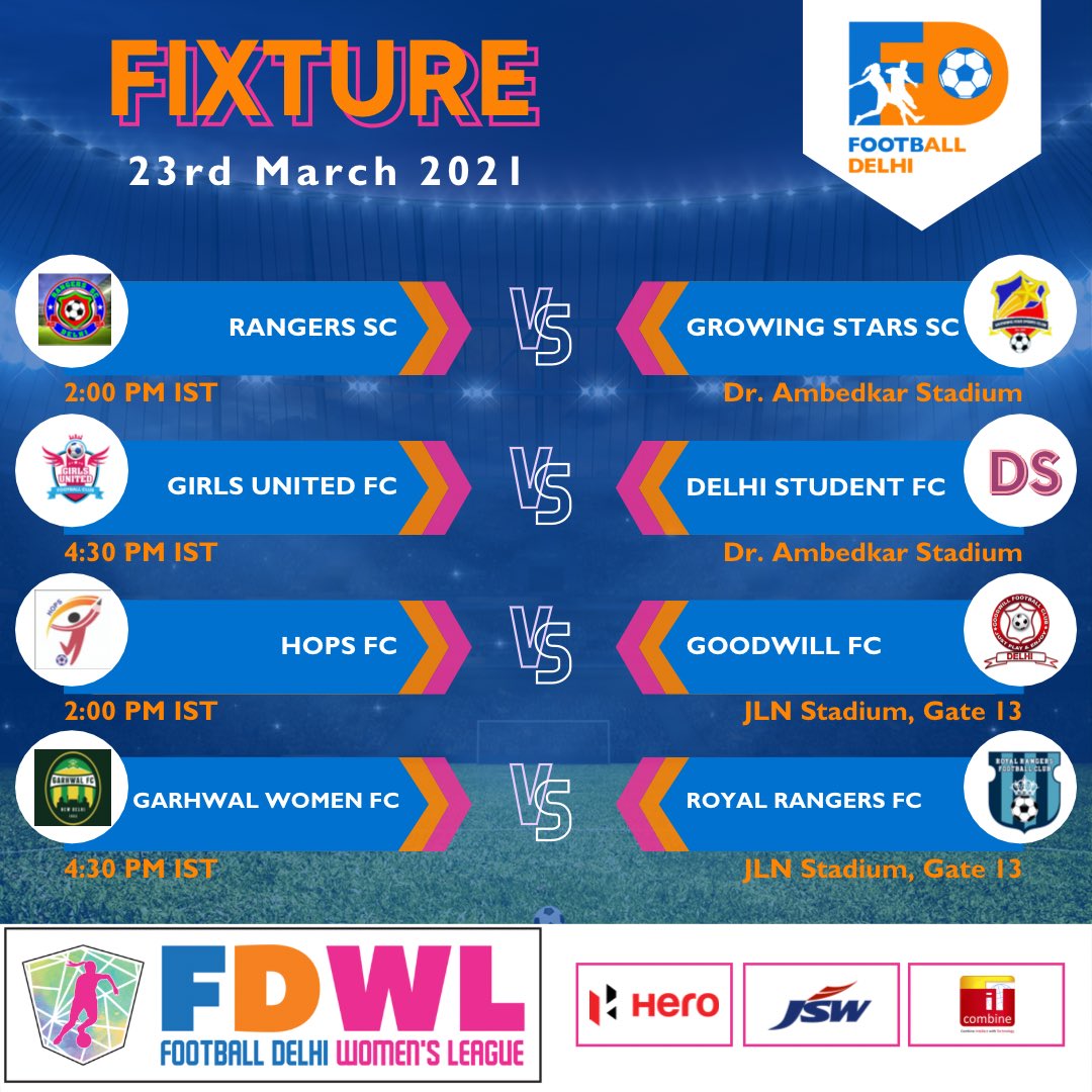 FootballDelhi's tweet photo. Match day 2!!
4 action packed matches are scheduled today.
What’s your favourite pick?
#FDWL #FootballDelhi #TakingEveryoneTogether https://t.co/lK0UDQ2psF