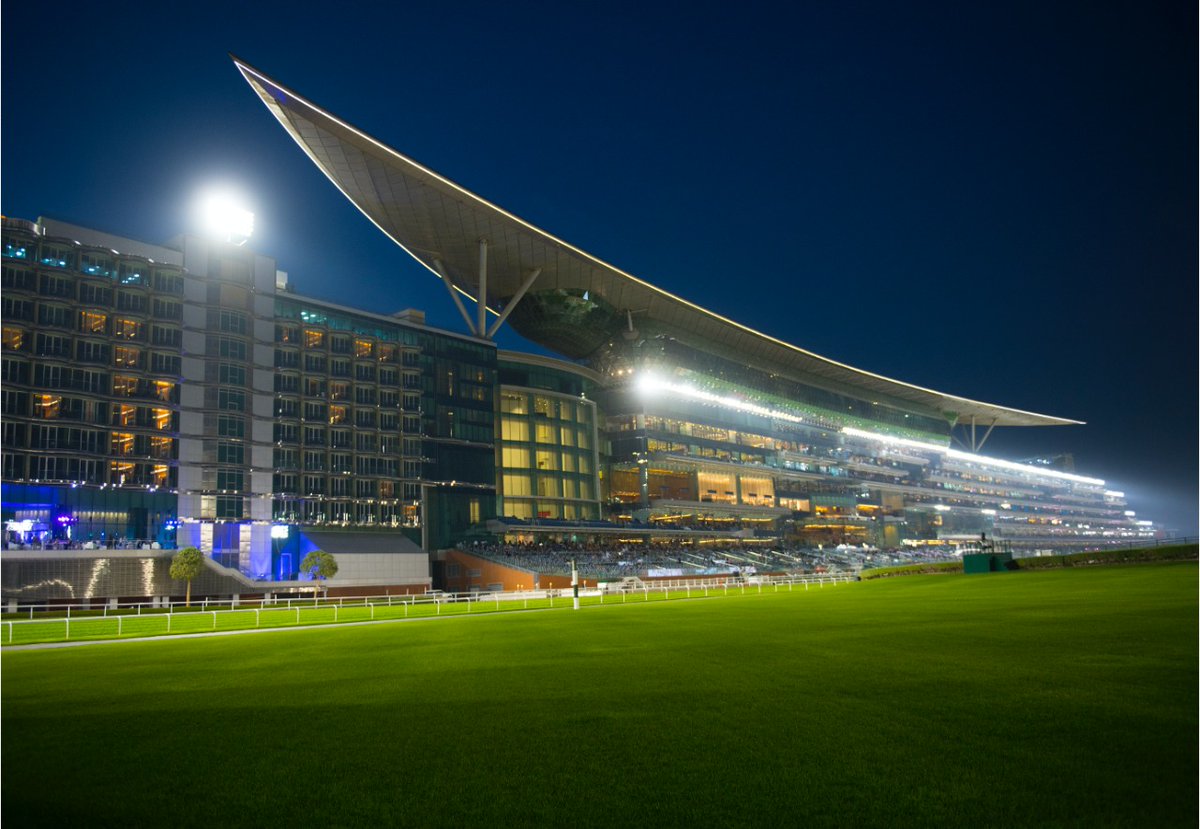 RacingDubai's tweet photo. Meydan Racecourse and Grandstand will light up this weekend as international horses descend to race in the #DWC.
We have over 100 horses from 11 countries represented this coming weekend.
#DubaiWorldCup #MeydanRacing #TryDifferent https://t.co/3fn5rE5CWN