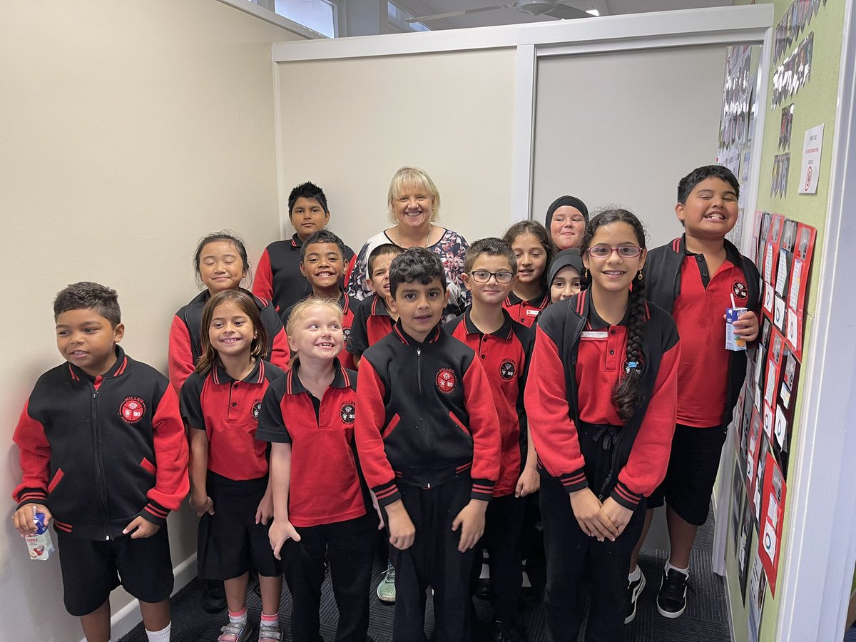 MillerPS2168's tweet photo. I’m the luckiest Principal! Today I got to host these beautiful students to “Morning Tea with Mrs Gandy”. They could all tell me it’s because they have been demonstrating our Miller Mindset. #millermindset https://t.co/FBWAzgiHXz