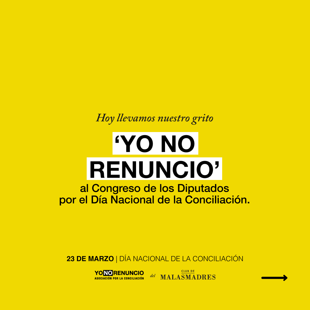 malasmadres's tweet photo. 📢  Hoy es el Día Nacional de la Conciliación y llevamos nuestro grito 'Yo No Renuncio' al Congreso de los Diputados  con 

📢   @LauraBaenaFdez estará en la Comisión de Igualdad.

🔗  En el post de hoy os contamos nuestras peticiones: https://t.co/k1SCbWp9zi

#yonorenuncio 💪 💛 https://t.co/BcwZ3kfIXX