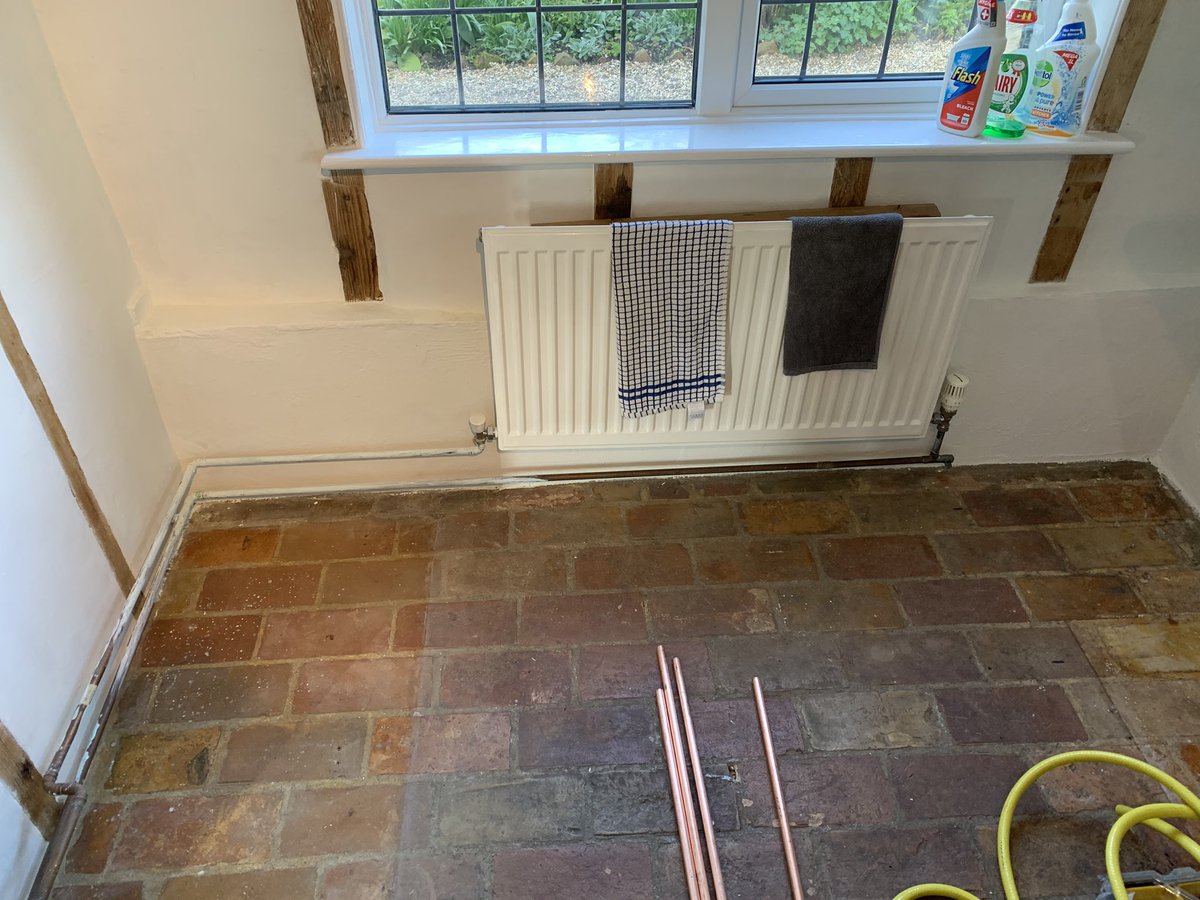 CallumWestphal's tweet photo. Yesterday’s job went well, before and after pictures of old system and new first fix ready for new column radiators  @TonySandonCCN @plumberparts #plumbproud https://t.co/qonQs9n6iO