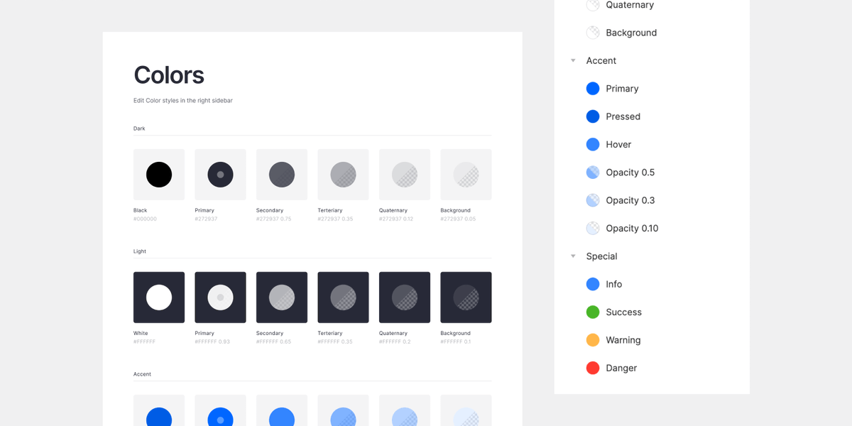 solidshapespro's tweet photo. Colors. 

Module contains the only color styles you will use. No tons of shades of each rainbow color. Secondary colors are created with transparency to fit any colored background.

#colors #designsystem #figma https://t.co/v8p7fC3mXG