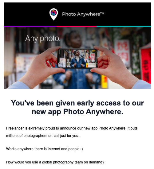 acmimagazine's tweet photo. We came across this very cool new Photography App by @freelancer . You can request for a photo from anywhere in the world and a local photographer will snap and send in 24-48 hours.  Think of all the possibilities💡 https://t.co/trEN3Qj69L