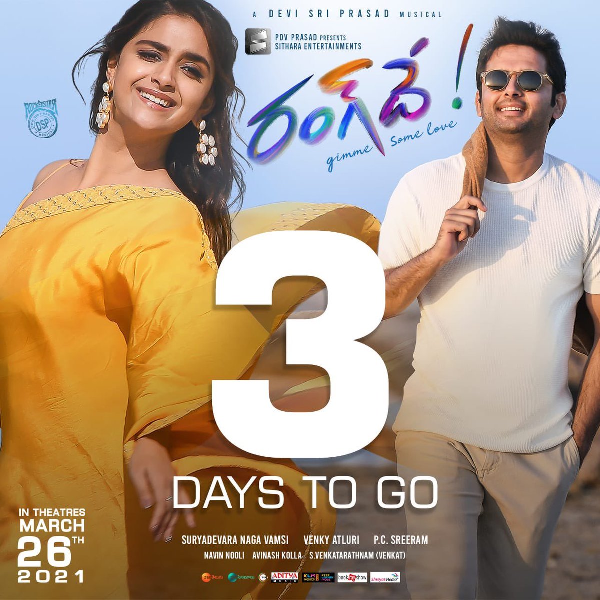 trendrajaa's tweet photo. 3 days to go!

#RangDe #Nithiin #keerthiSuresh https://t.co/KoLh7TBtzW