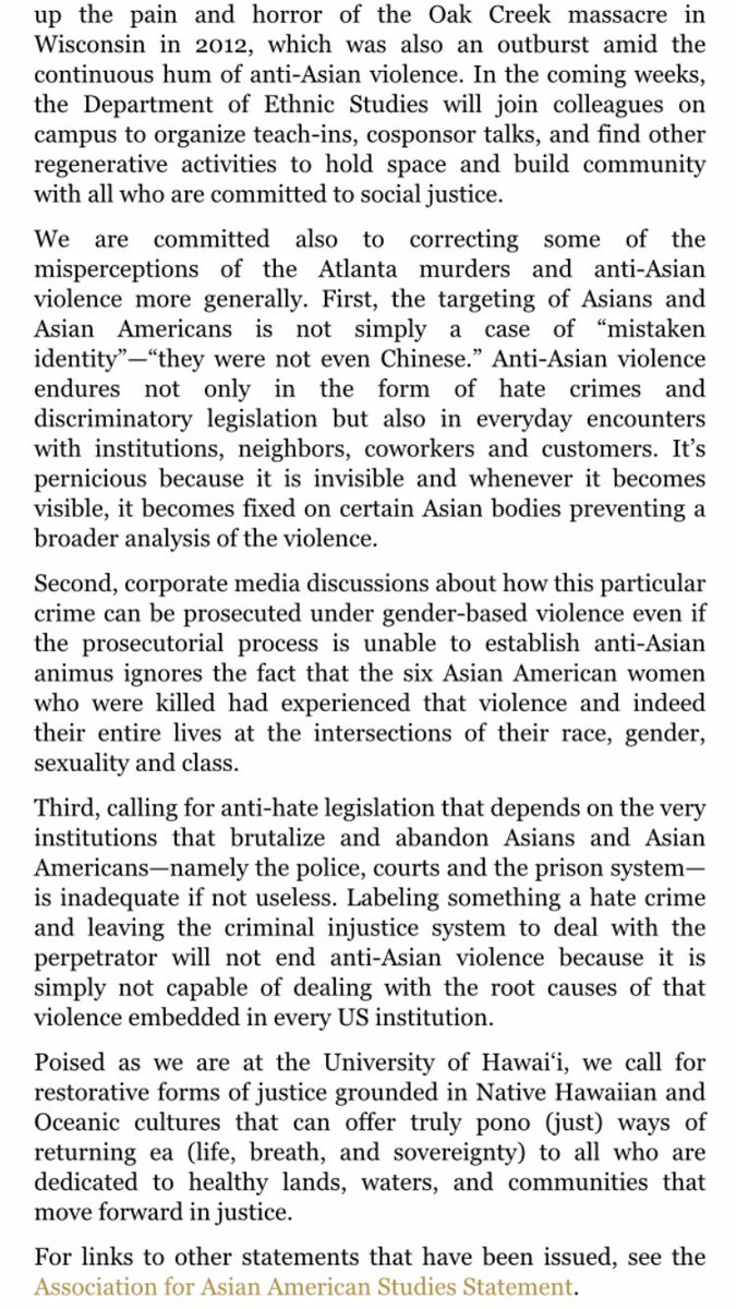 uhm_es's tweet photo. ES statement on Anti-Asian Violence and Atlanta Shootings.  https://t.co/LWtyfaUv4Y https://t.co/4RLsgpCNqz