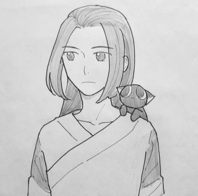 どうしても師匠が描けないのでアッサリ画風にしてみた師匠絵と、楽しく描けたシャオヘイ絵です。 