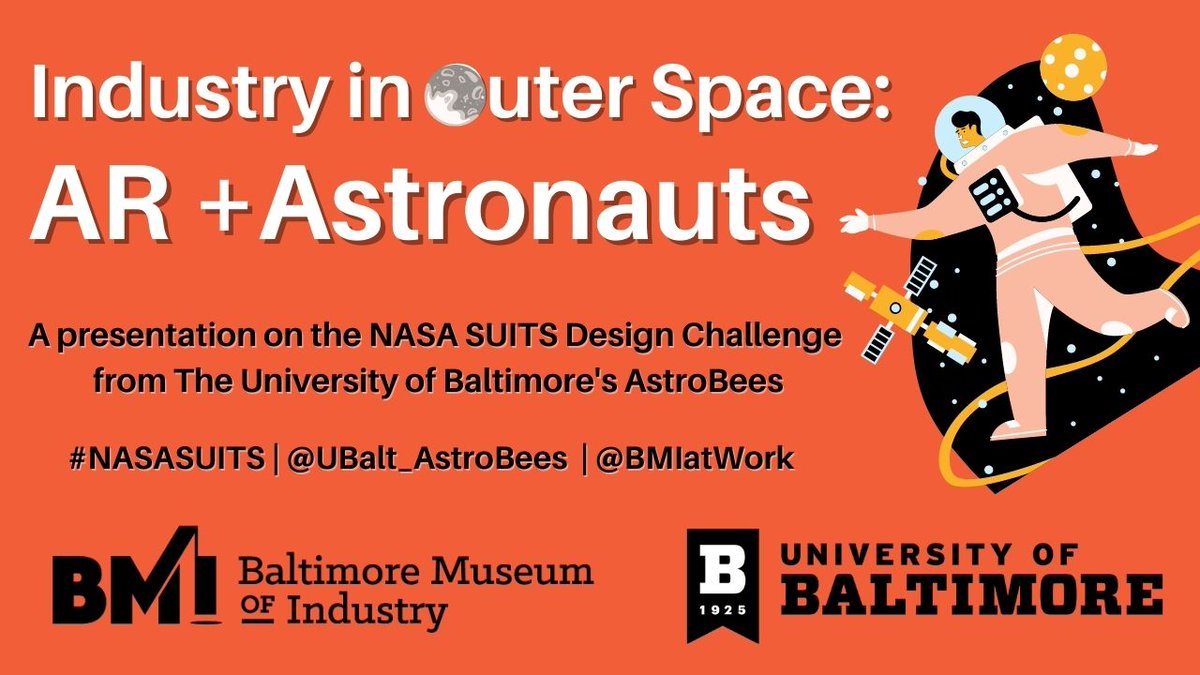 UbaltAstroBees's tweet photo. Join us Saturday April 24th at 2pm for the premiere of our video in partnership with the Baltimore Museum of Industry for the #NASASUITS design challenge! https://t.co/cDdR3DdqkM https://t.co/J3C2wJYldx
