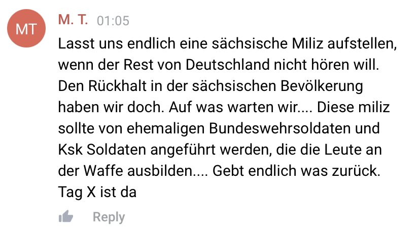 SoliLeipzig's tweet photo. @PolizeiSachsen @MPKretschmer Bei der rechtsextremen Gruppe Freie Sachsen rufen Anhänger zum offenen Kampf gegen den Staat und die Gesellschaft auf. Müssen wir erst warten, bis es wieder zu #Anschlägen kommt, bevor Sie handeln? @MDR_SN @saechsischeDE @desbam1 @zschocherbunt https://t.co/Y1kaPE6cUJ