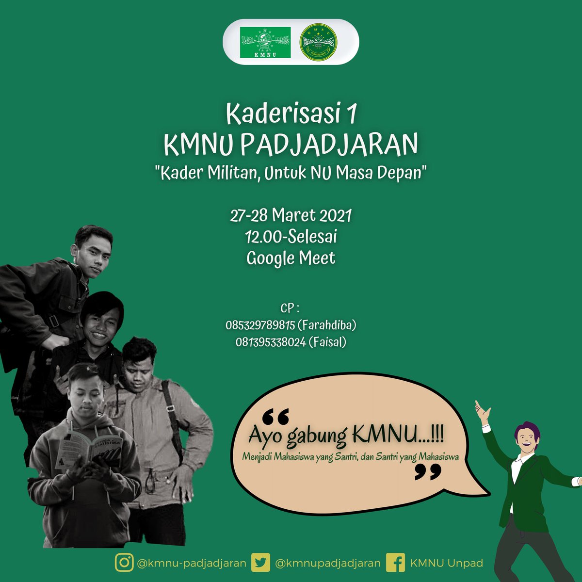 Noncepadjia's tweet photo. Assalamualaikum ges
Yok yang belum daftar segera kontak cp yang tertera ya...
Btw yang bakal ngisi materi pada cool2 banget loh, ada kang @Haidarmaulanaw @AAlvauzi @AsepSaj09256576 sama kang M. Tarmidzi.
Ayo gabung KMNU...!!!
#kmnu
#kmnupadjadjaran
#kmnupusat
#kmnubandungraya https://t.co/huvH5OaBhb