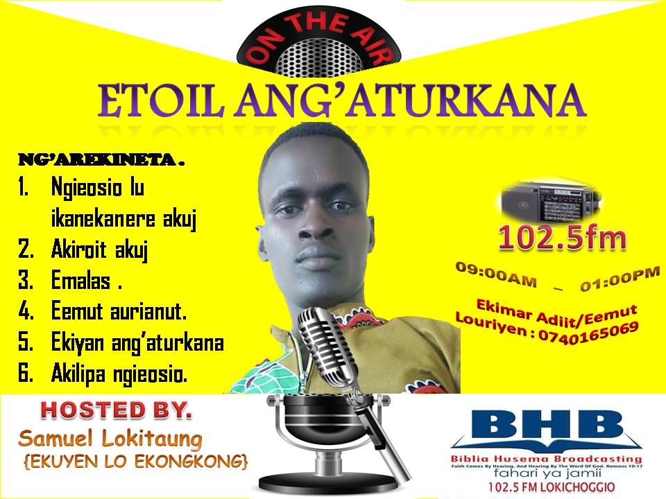 BLokichogio's tweet photo. Akingiset abiblia. 

"Alokiding yohana a lokebatisan ka Yesu Kristu ngae abu kibatisa ngitunga lu kaalak?" 

Ekimar Adiit/Akiroit naurien: 0706381281.

Twitter;        @Blokichogio
                      @ekongkongson

#BHBLOKI102.5FM https://t.co/EBqwewV7Mn